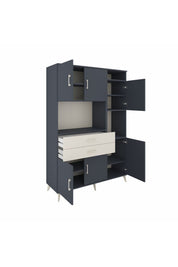 Hyperion Dolap 9 Raflı 2 Çekmeceli 6 Kapaklı 132x44x195 Antrasit-Antrasit/Aytaşı