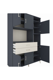 Hyperion Dolap 9 Raflı 2 Çekmeceli 6 Kapaklı 132x44x195 Antrasit-Antrasit/Aytaşı