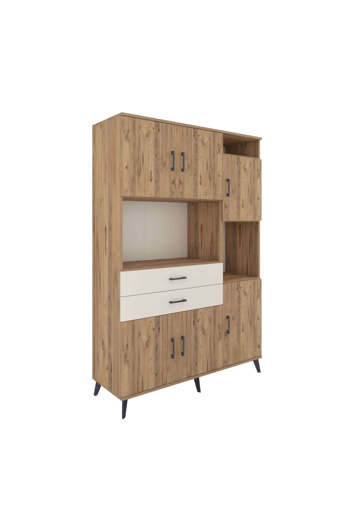 Hyperion Dolap 9 Raflı 2 Çekmeceli 6 Kapaklı 132x44x195 Çam-Çam/Aytaşı