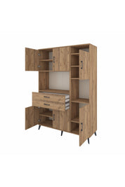 Hyperion Dolap 9 Raflı 2 Çekmeceli 6 Kapaklı 132x44x195 Çam-Çam/Çam