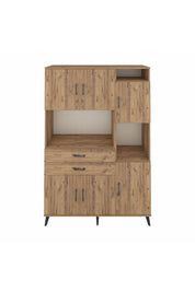 Hyperion Dolap 9 Raflı 2 Çekmeceli 6 Kapaklı 132x44x195 Çam-Çam/Çam