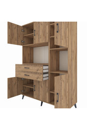 Hyperion Dolap 9 Raflı 2 Çekmeceli 6 Kapaklı 132x44x195 Çam-Çam/Çam