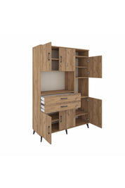 Hyperion Dolap 9 Raflı 2 Çekmeceli 6 Kapaklı 132x44x195 Çam-Çam/Çam