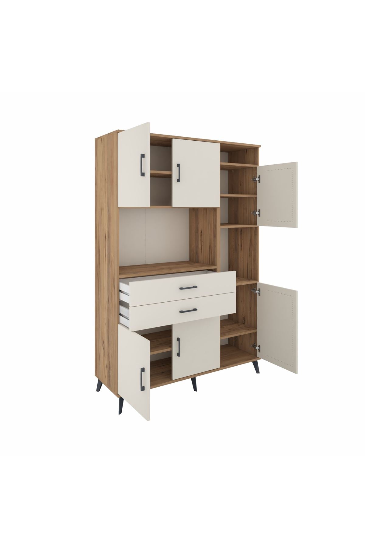 Hyperion Dolap 9 Raflı 2 Çekmeceli 6 Kapaklı 132x44x195 Çam-Aytaşı/Aytaşı