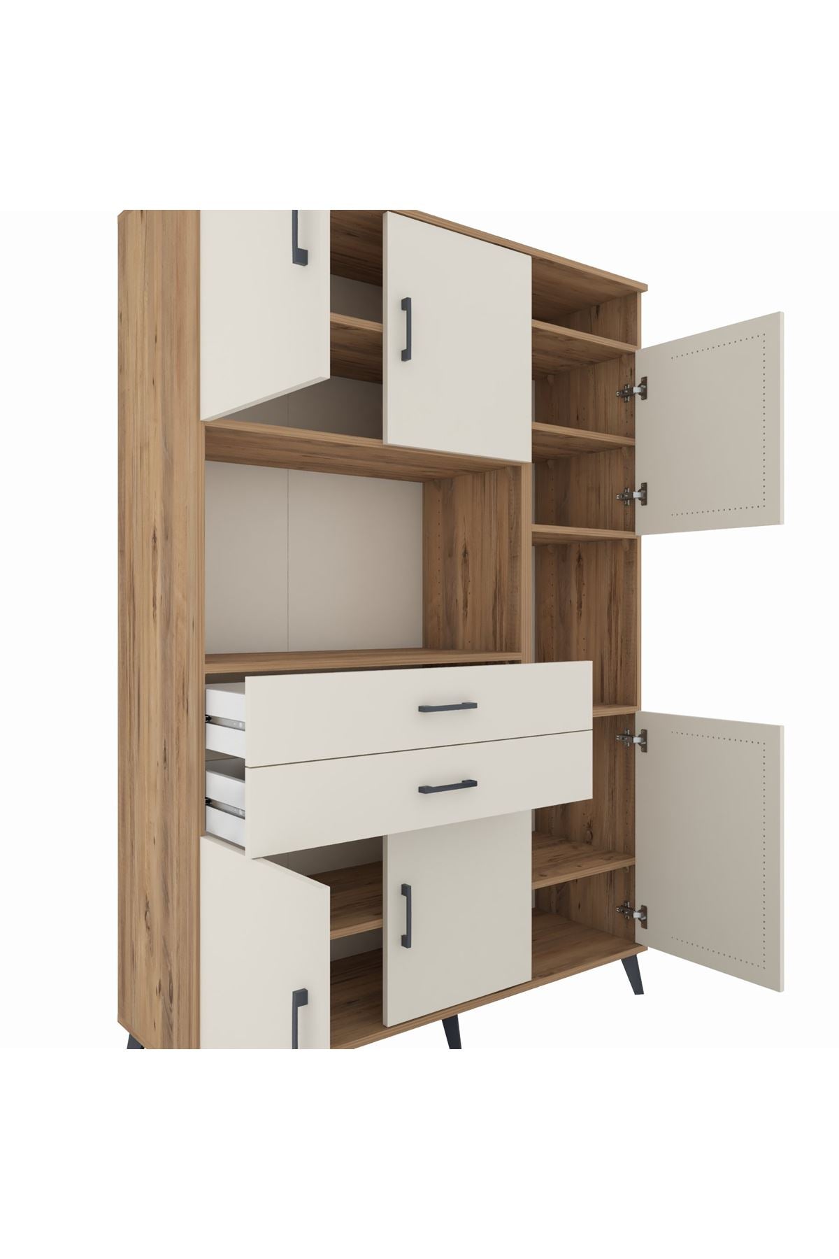 Hyperion Dolap 9 Raflı 2 Çekmeceli 6 Kapaklı 132x44x195 Çam-Aytaşı/Aytaşı