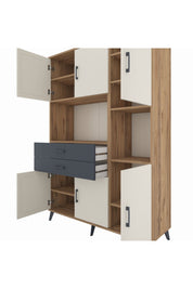 Hyperion Dolap 9 Raflı 2 Çekmeceli 6 Kapaklı 132x44x195 Çam-Aytaşı/Antrasit