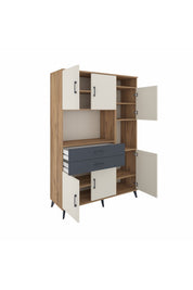 Hyperion Dolap 9 Raflı 2 Çekmeceli 6 Kapaklı 132x44x195 Çam-Aytaşı/Antrasit