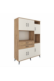 Hyperion Dolap 9 Raflı 2 Çekmeceli 6 Kapaklı 132x44x195 Çam-Aytaşı/Çam