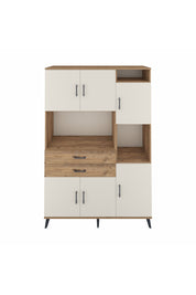 Hyperion Dolap 9 Raflı 2 Çekmeceli 6 Kapaklı 132x44x195 Çam-Aytaşı/Çam