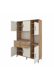 Hyperion Dolap 9 Raflı 2 Çekmeceli 6 Kapaklı 132x44x195 Çam-Aytaşı/Çam