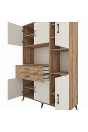 Hyperion Dolap 9 Raflı 2 Çekmeceli 6 Kapaklı 132x44x195 Çam-Aytaşı/Çam