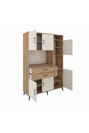 Hyperion Dolap 9 Raflı 2 Çekmeceli 6 Kapaklı 132x44x195 Çam-Aytaşı/Çam