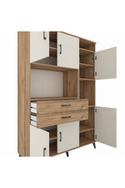 Hyperion Dolap 9 Raflı 2 Çekmeceli 6 Kapaklı 132x44x195 Çam-Aytaşı/Çam