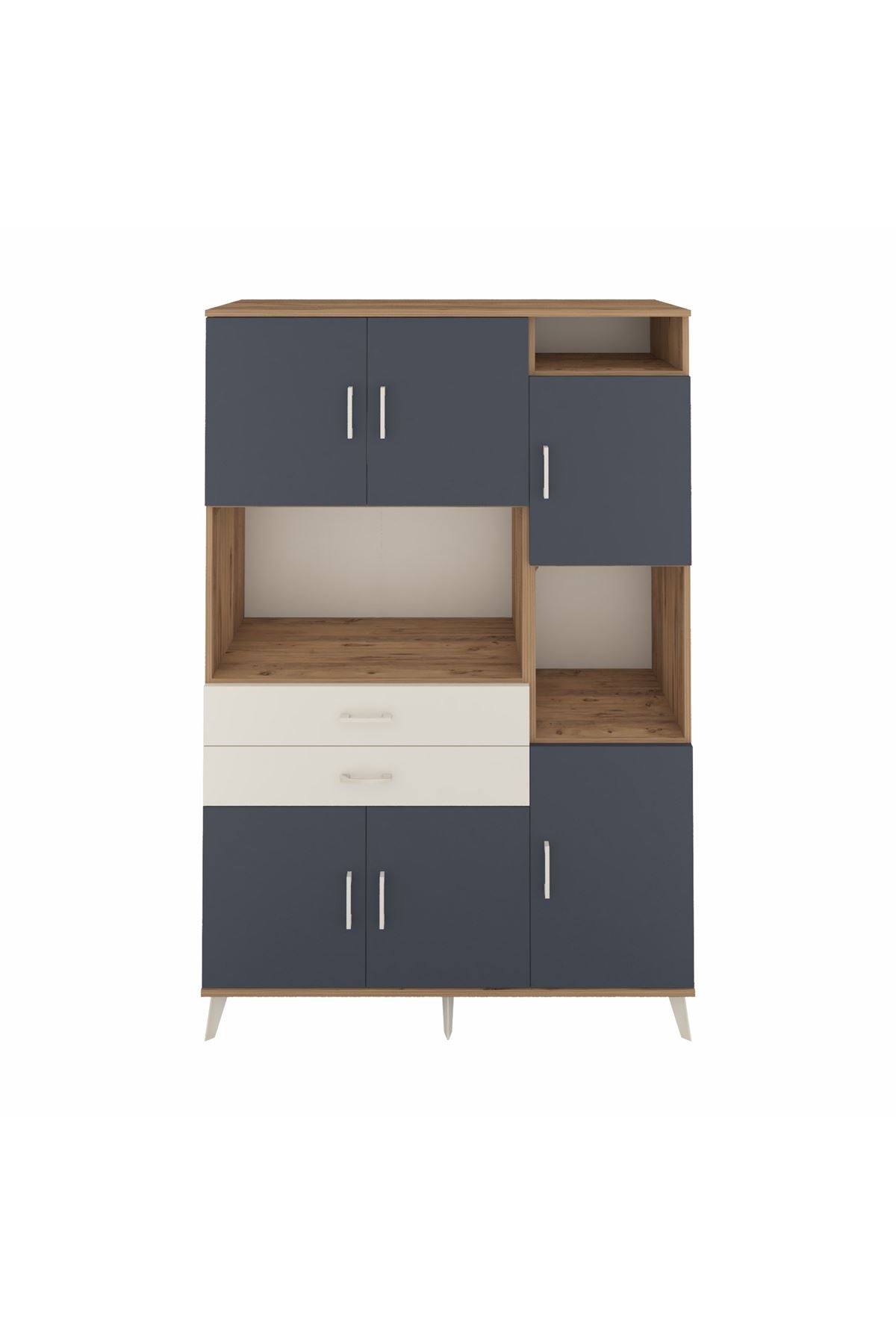 Hyperion Dolap 9 Raflı 2 Çekmeceli 6 Kapaklı 132x44x195 Çam-Antrasit/Aytaşı