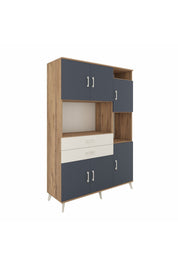 Hyperion Dolap 9 Raflı 2 Çekmeceli 6 Kapaklı 132x44x195 Çam-Antrasit/Aytaşı