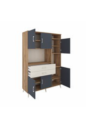 Hyperion Dolap 9 Raflı 2 Çekmeceli 6 Kapaklı 132x44x195 Çam-Antrasit/Aytaşı
