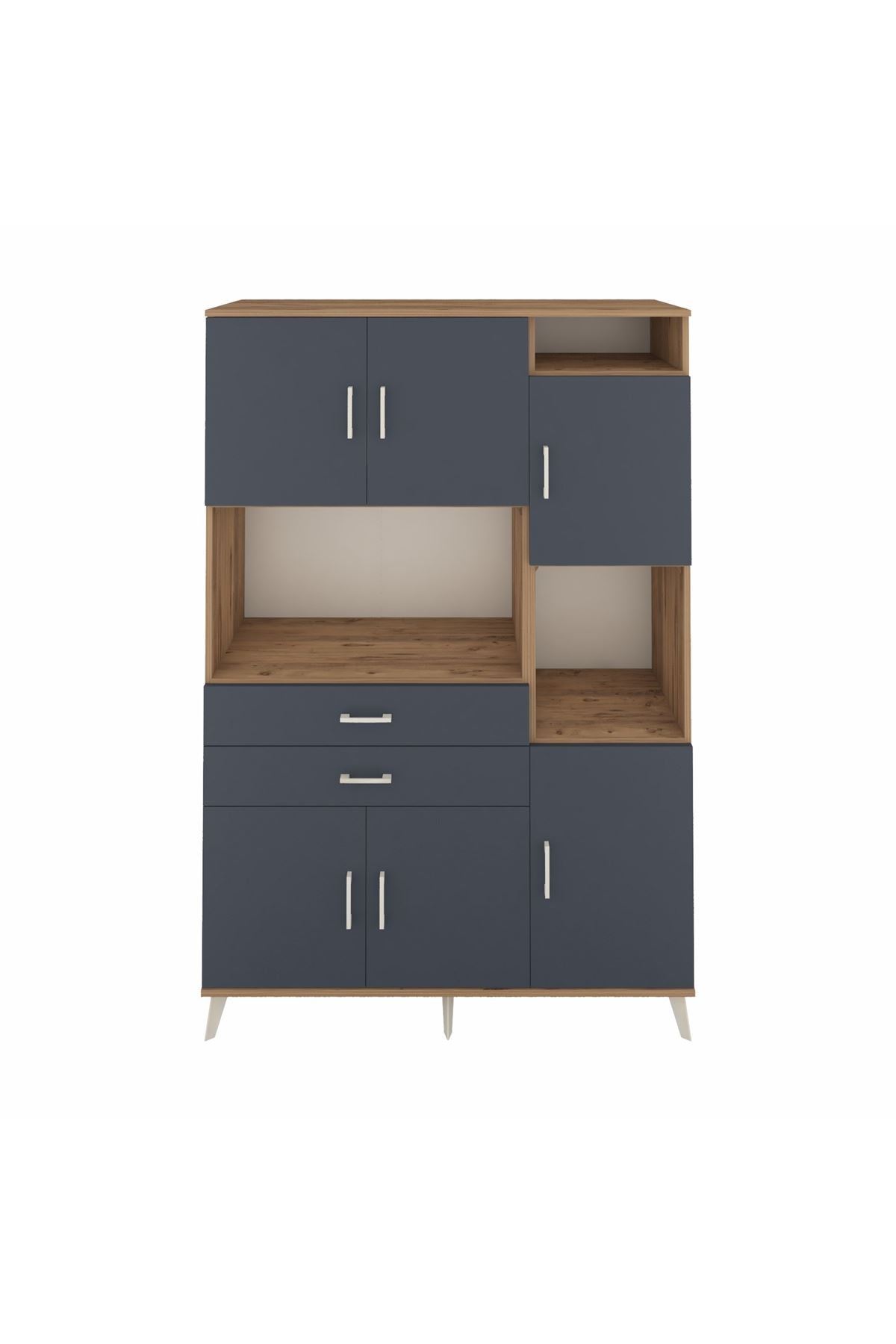 Hyperion Dolap 9 Raflı 2 Çekmeceli 6 Kapaklı 132x44x195 Çam-Antrasit/Antrasit