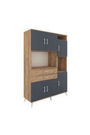 Hyperion Dolap 9 Raflı 2 Çekmeceli 6 Kapaklı 132x44x195 Çam-Antrasit/Çam