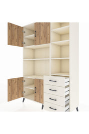 Hyperion Dolap 9 Raflı 4 Çekmeceli 4 Kapaklı 132x44x195 Aytaşı-Çam/Aytaşı