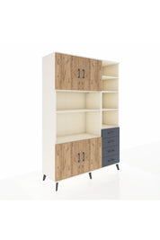 Hyperion Dolap 9 Raflı 4 Çekmeceli 4 Kapaklı 132x44x195 Aytaşı-Çam/Antrasit