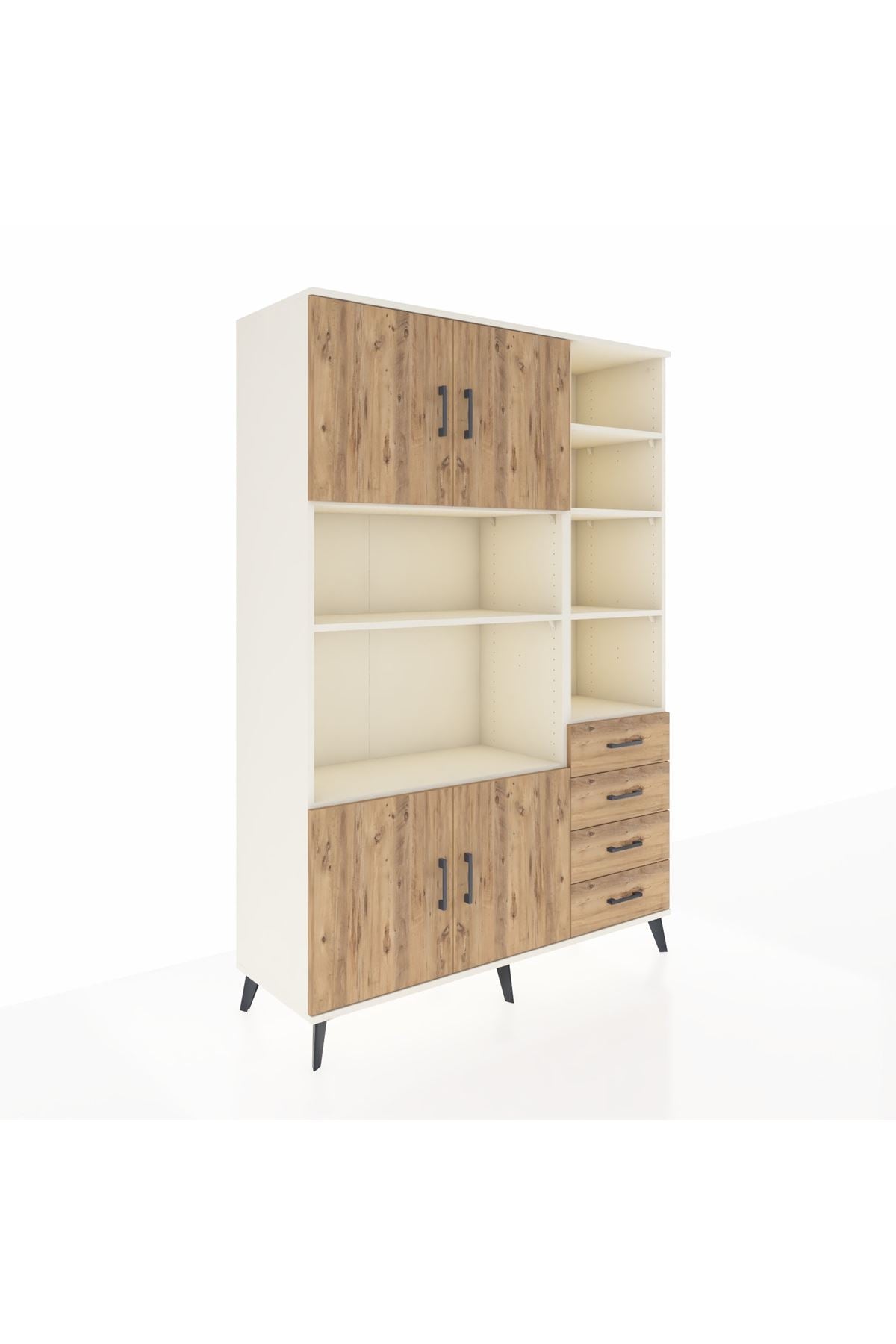 Hyperion Dolap 9 Raflı 4 Çekmeceli 4 Kapaklı 132x44x195 Aytaşı-Çam/Çam