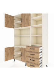Hyperion Dolap 9 Raflı 4 Çekmeceli 4 Kapaklı 132x44x195 Aytaşı-Çam/Çam