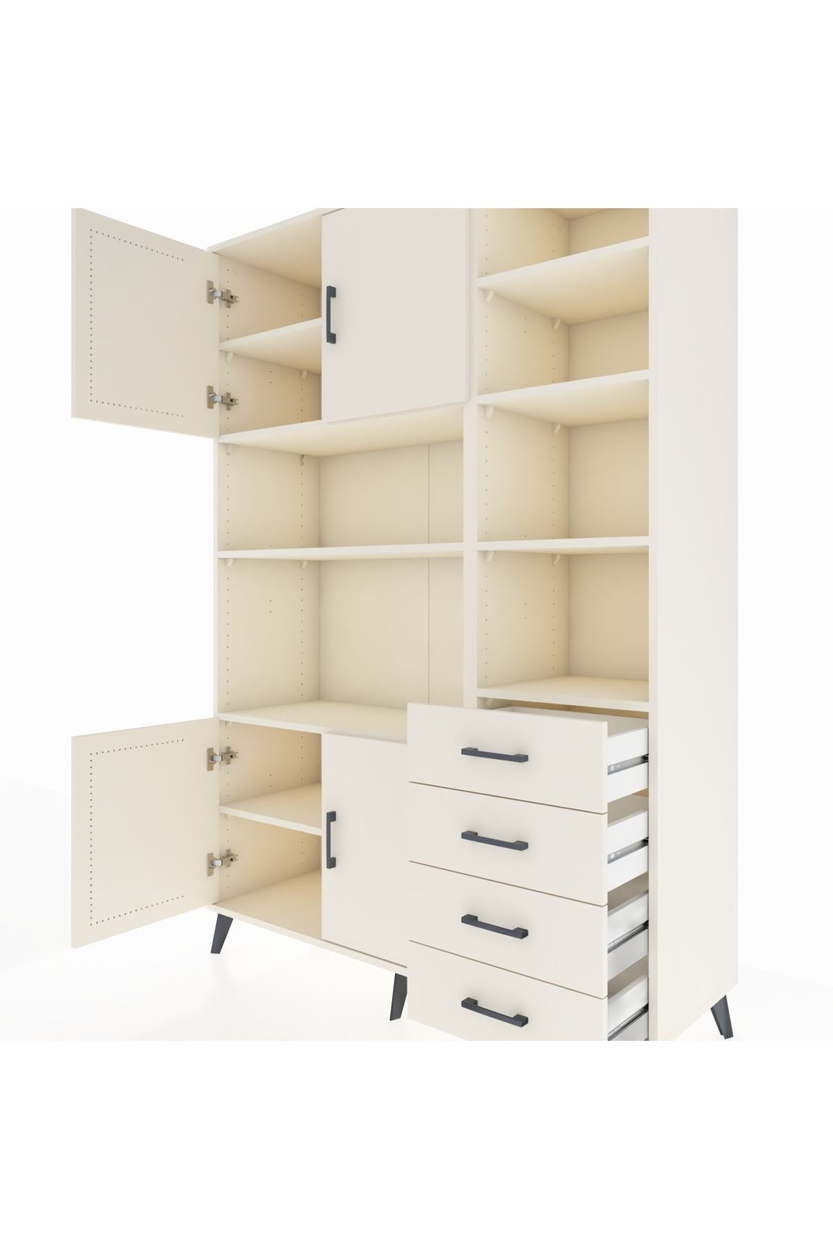 Hyperion Dolap 9 Raflı 4 Çekmeceli 4 Kapaklı 132x44x195 Aytaşı-Aytaşı/Aytaşı