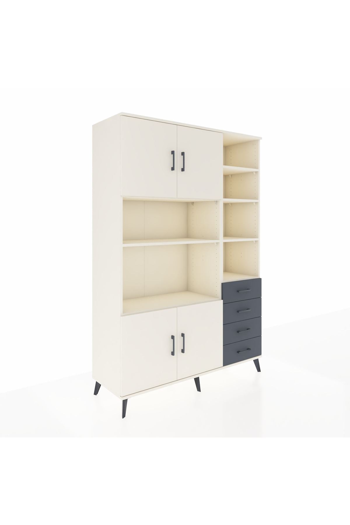 Hyperion Dolap 9 Raflı 4 Çekmeceli 4 Kapaklı 132x44x195 Aytaşı-Aytaşı/Antrasit