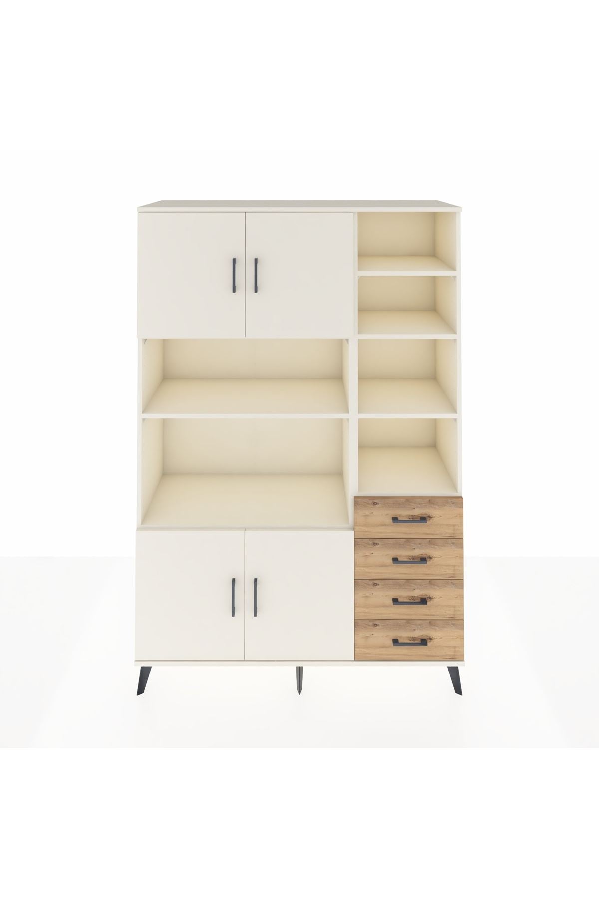 Hyperion Dolap 9 Raflı 4 Çekmeceli 4 Kapaklı 132x44x195 Aytaşı-Aytaşı/Çam