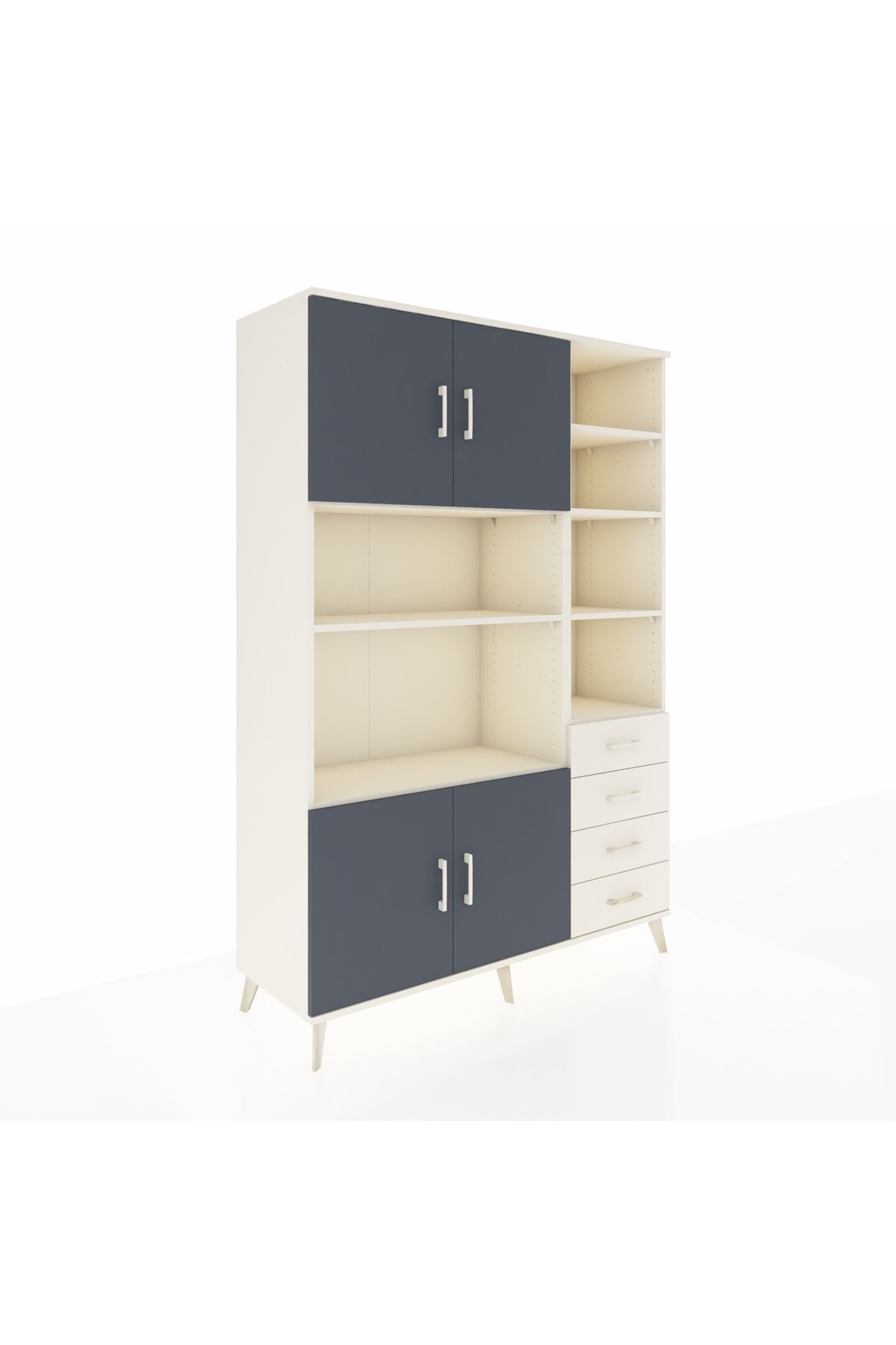 Hyperion Dolap 9 Raflı 4 Çekmeceli 4 Kapaklı 132x44x195 Aytaşı-Antrasit/Aytaşı