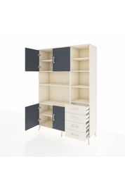 Hyperion Dolap 9 Raflı 4 Çekmeceli 4 Kapaklı 132x44x195 Aytaşı-Antrasit/Aytaşı