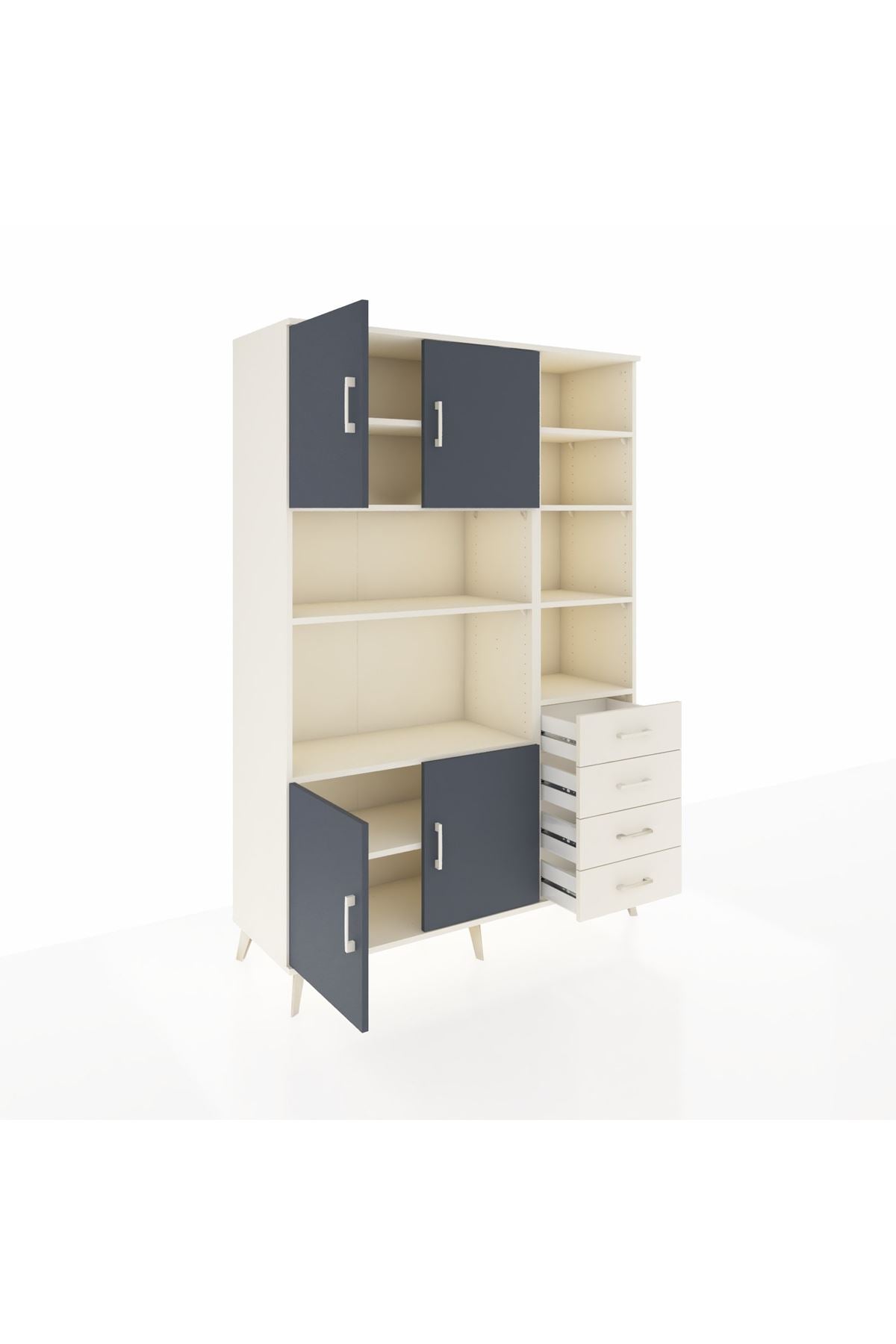 Hyperion Dolap 9 Raflı 4 Çekmeceli 4 Kapaklı 132x44x195 Aytaşı-Antrasit/Aytaşı