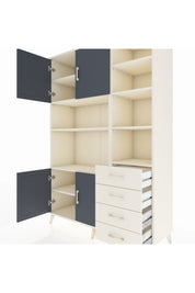 Hyperion Dolap 9 Raflı 4 Çekmeceli 4 Kapaklı 132x44x195 Aytaşı-Antrasit/Aytaşı