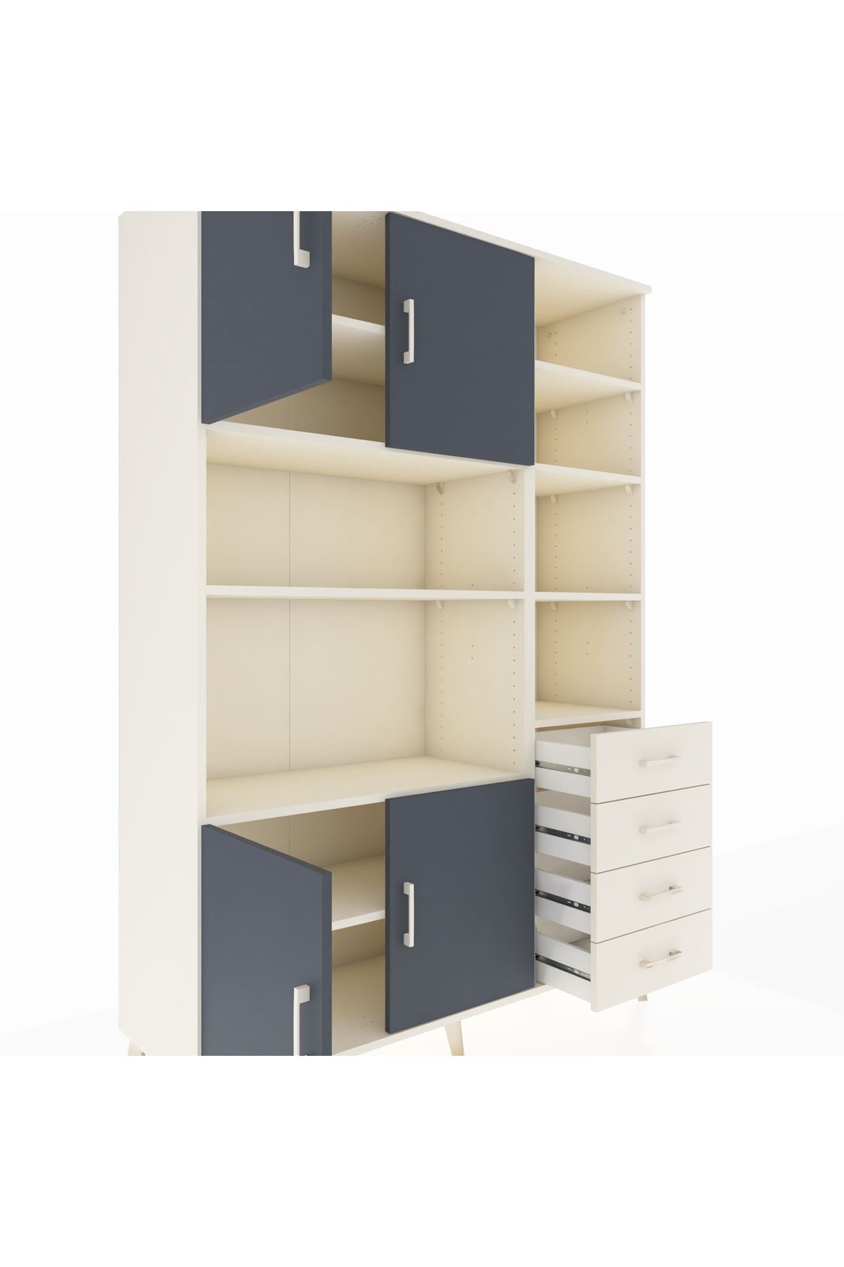 Hyperion Dolap 9 Raflı 4 Çekmeceli 4 Kapaklı 132x44x195 Aytaşı-Antrasit/Aytaşı