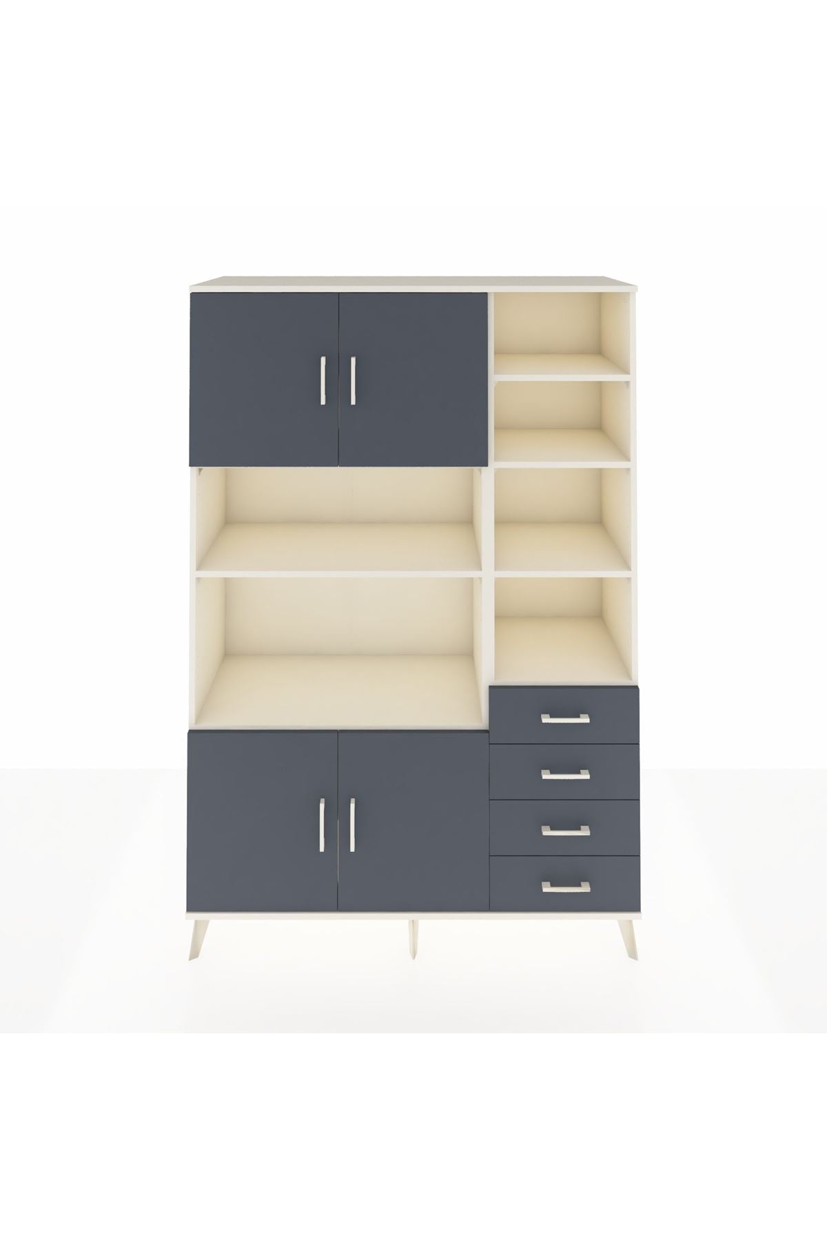 Hyperion Dolap 9 Raflı 4 Çekmeceli 4 Kapaklı 132x44x195 Aytaşı-Antrasit/Antrasit