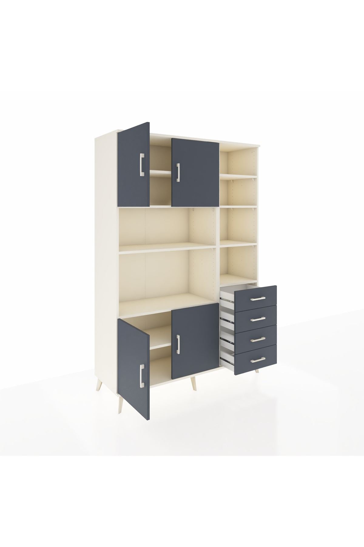 Hyperion Dolap 9 Raflı 4 Çekmeceli 4 Kapaklı 132x44x195 Aytaşı-Antrasit/Antrasit