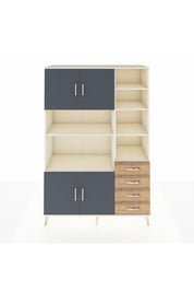 Hyperion Dolap 9 Raflı 4 Çekmeceli 4 Kapaklı 132x44x195 Aytaşı-Antrasit/Çam