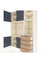 Hyperion Dolap 9 Raflı 4 Çekmeceli 4 Kapaklı 132x44x195 Aytaşı-Antrasit/Çam