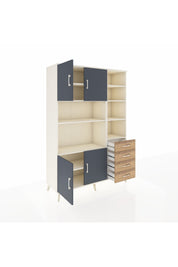 Hyperion Dolap 9 Raflı 4 Çekmeceli 4 Kapaklı 132x44x195 Aytaşı-Antrasit/Çam