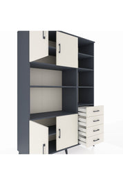 Hyperion Dolap 9 Raflı 4 Çekmeceli 4 Kapaklı 132x44x195 Antrasit-Aytaşı/Aytaşı