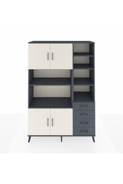 Hyperion Dolap 9 Raflı 4 Çekmeceli 4 Kapaklı 132x44x195 Antrasit-Aytaşı/Antrasit