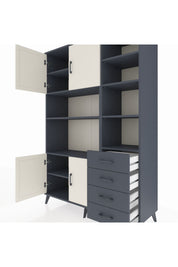 Hyperion Dolap 9 Raflı 4 Çekmeceli 4 Kapaklı 132x44x195 Antrasit-Aytaşı/Antrasit