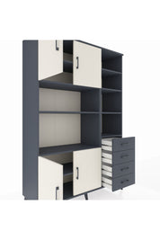 Hyperion Dolap 9 Raflı 4 Çekmeceli 4 Kapaklı 132x44x195 Antrasit-Aytaşı/Antrasit