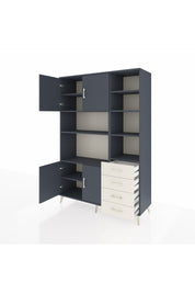 Hyperion Dolap 9 Raflı 4 Çekmeceli 4 Kapaklı 132x44x195 Antrasit-Antrasit/Aytaşı