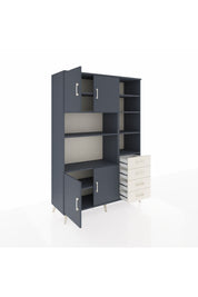 Hyperion Dolap 9 Raflı 4 Çekmeceli 4 Kapaklı 132x44x195 Antrasit-Antrasit/Aytaşı