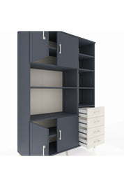 Hyperion Dolap 9 Raflı 4 Çekmeceli 4 Kapaklı 132x44x195 Antrasit-Antrasit/Aytaşı