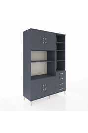 Hyperion Dolap 9 Raflı 4 Çekmeceli 4 Kapaklı 132x44x195 Antrasit-Antrasit/Antrasit