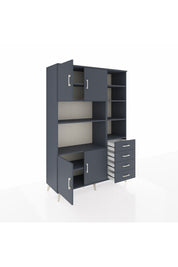 Hyperion Dolap 9 Raflı 4 Çekmeceli 4 Kapaklı 132x44x195 Antrasit-Antrasit/Antrasit