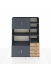 Hyperion Dolap 9 Raflı 4 Çekmeceli 4 Kapaklı 132x44x195 Antrasit-Antrasit/Çam