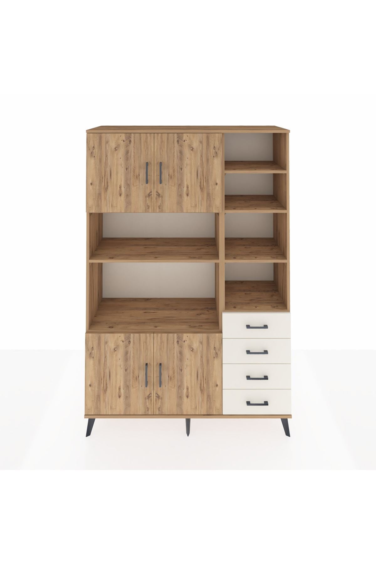 Hyperion Dolap 9 Raflı 4 Çekmeceli 4 Kapaklı 132x44x195 Çam-Çam/Aytaşı